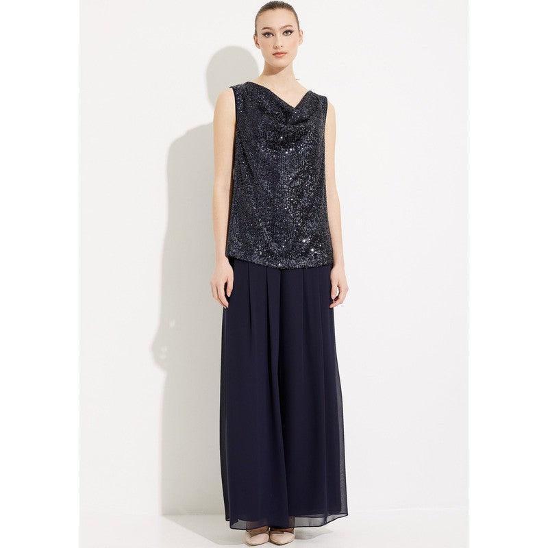 Shimmer Draped Front Top | Black-Joseph Ribkoff-Shop 12 Bendigo