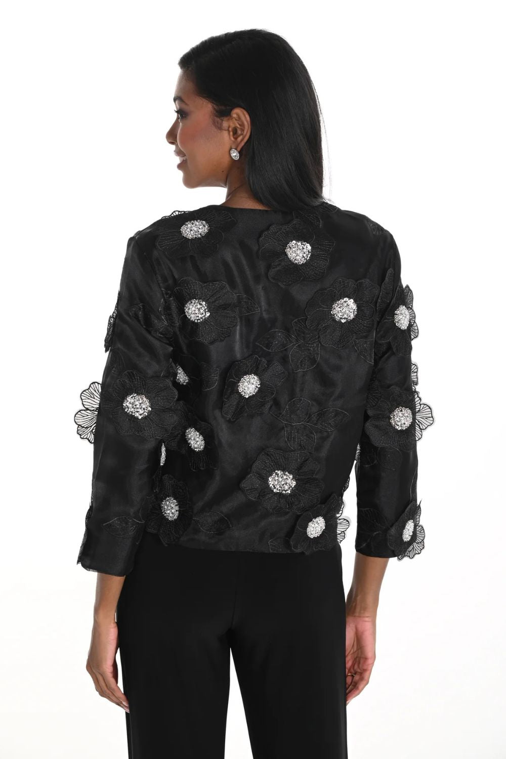 Floral Appliqué Jacket | Black