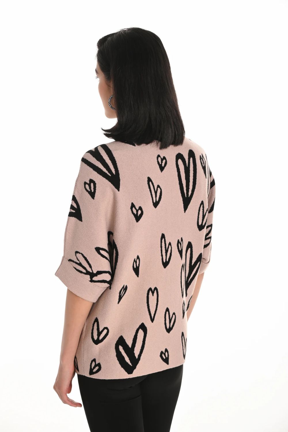 Abstract Hearts Top | Beige/Black