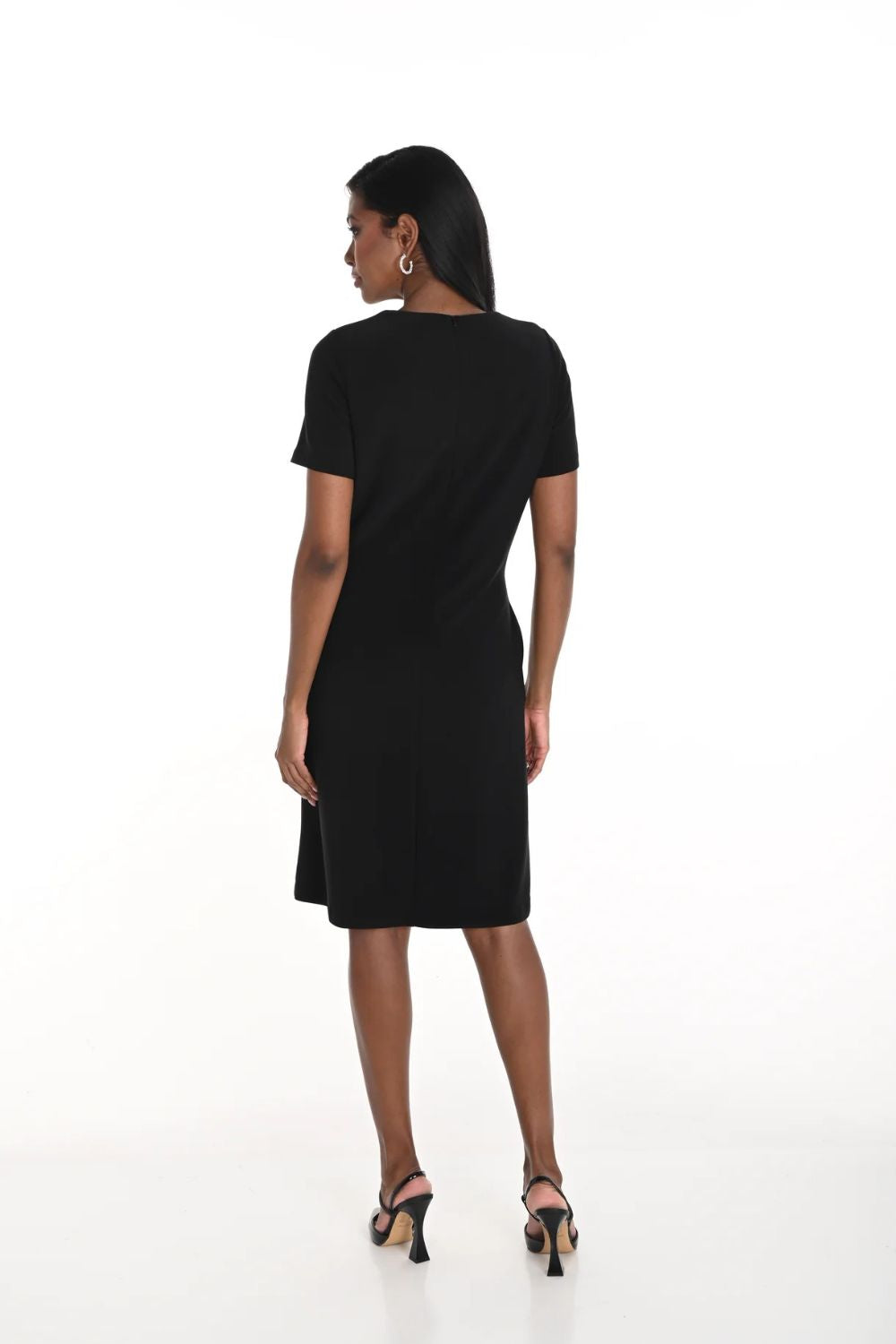 Knee Length S/S Bow Dress | Black