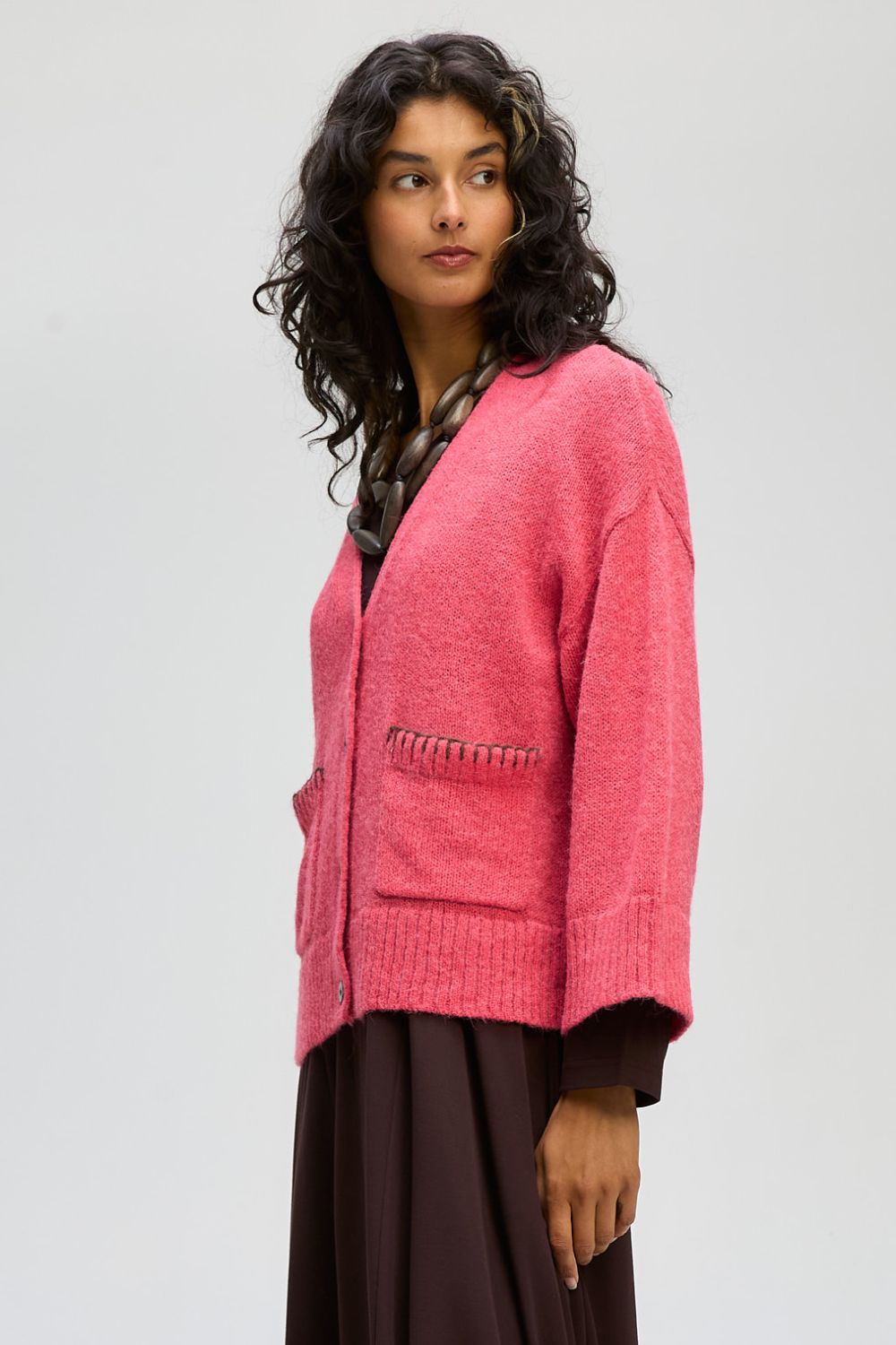 Boxy Detail Cardi | Hibiscus