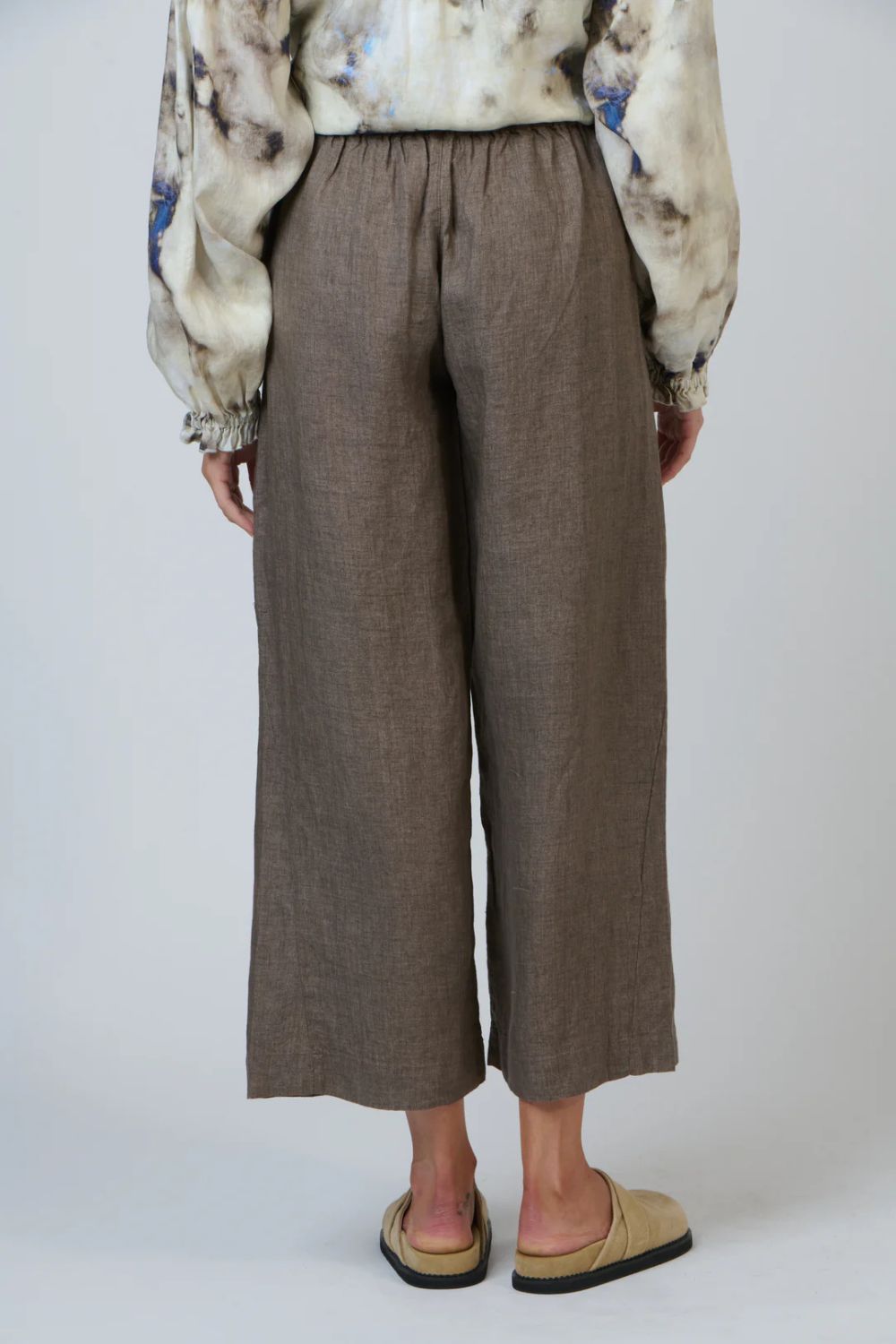 Wide Leg Linen Pant | Cigar