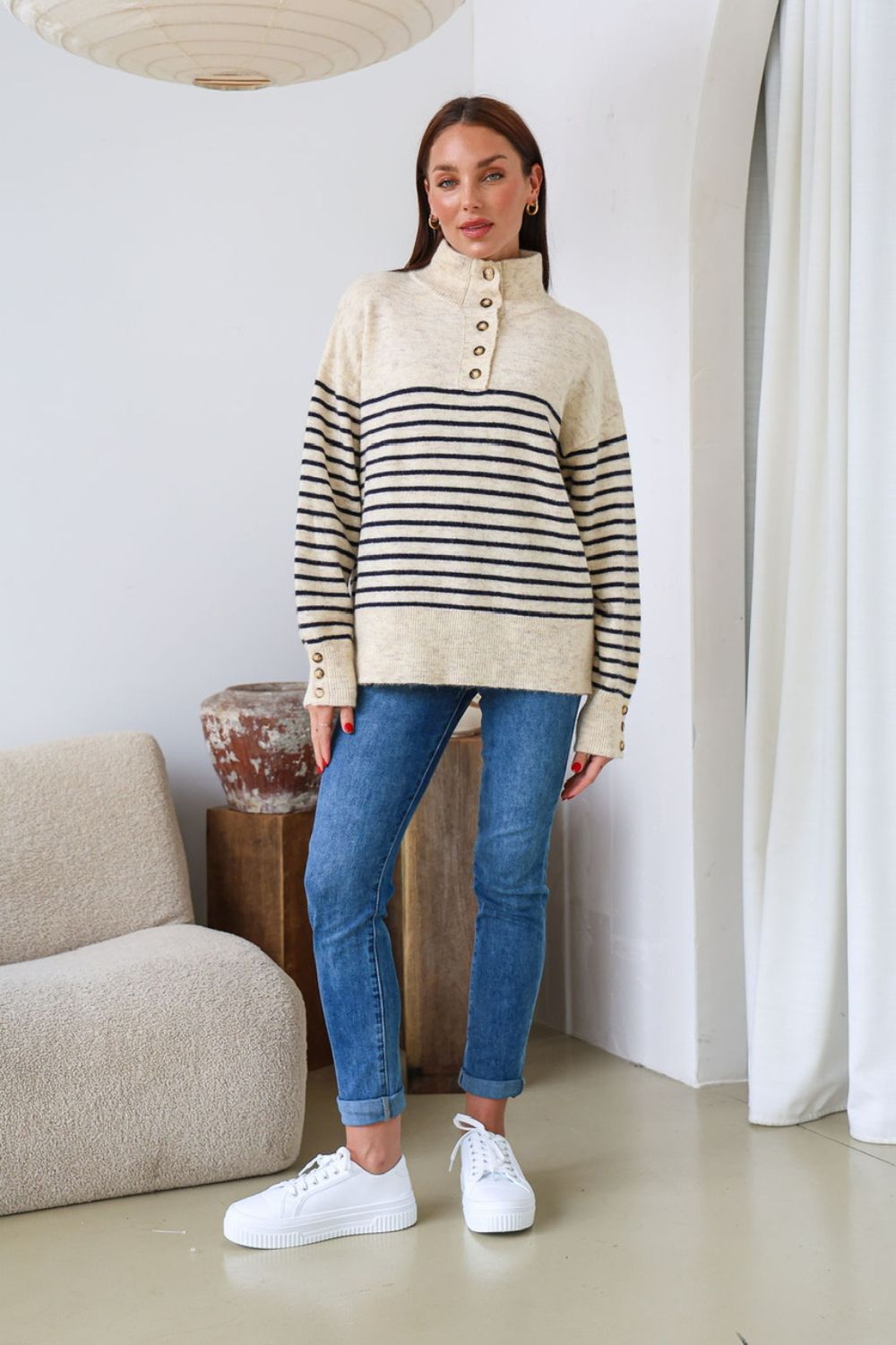 Tabu Stripe Knit | Oatmeal/Black