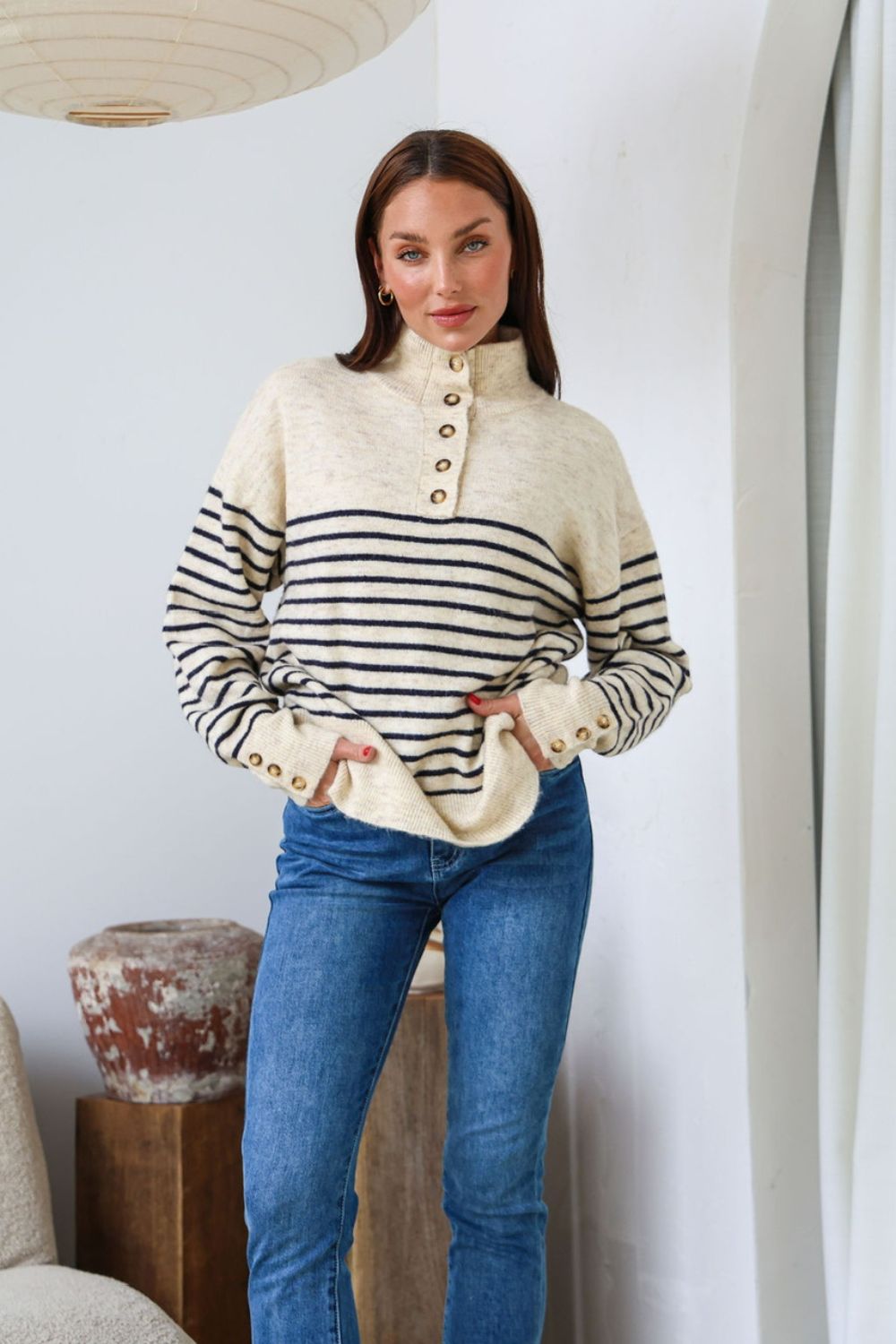 Tabu Stripe Knit | Oatmeal/Black