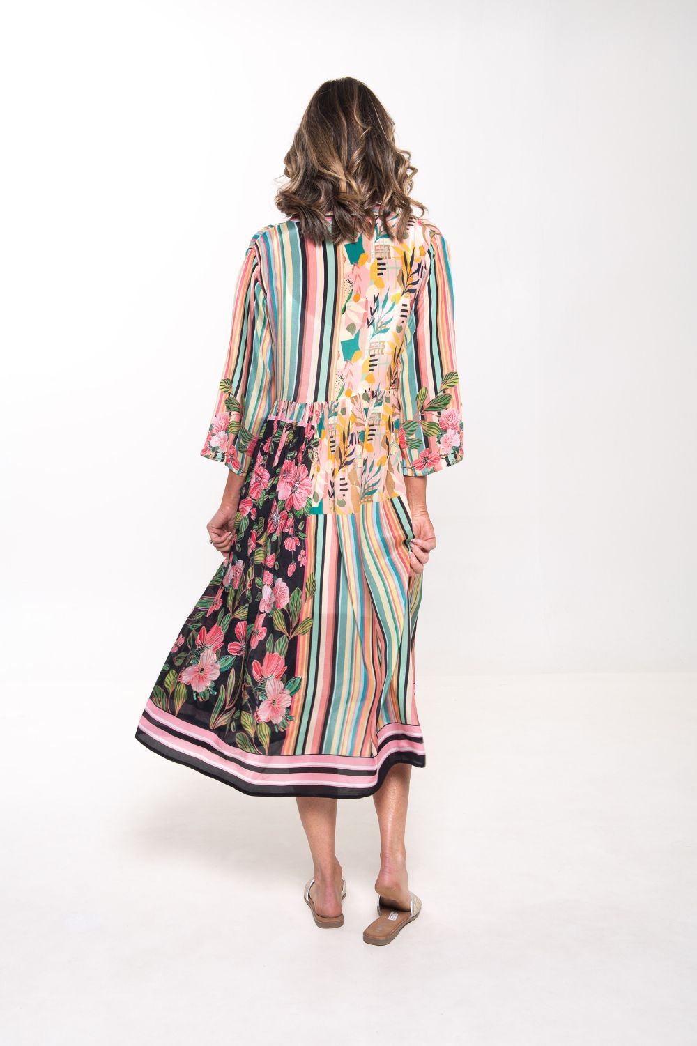 Erin V-Neck Dress | Botanic Stripe