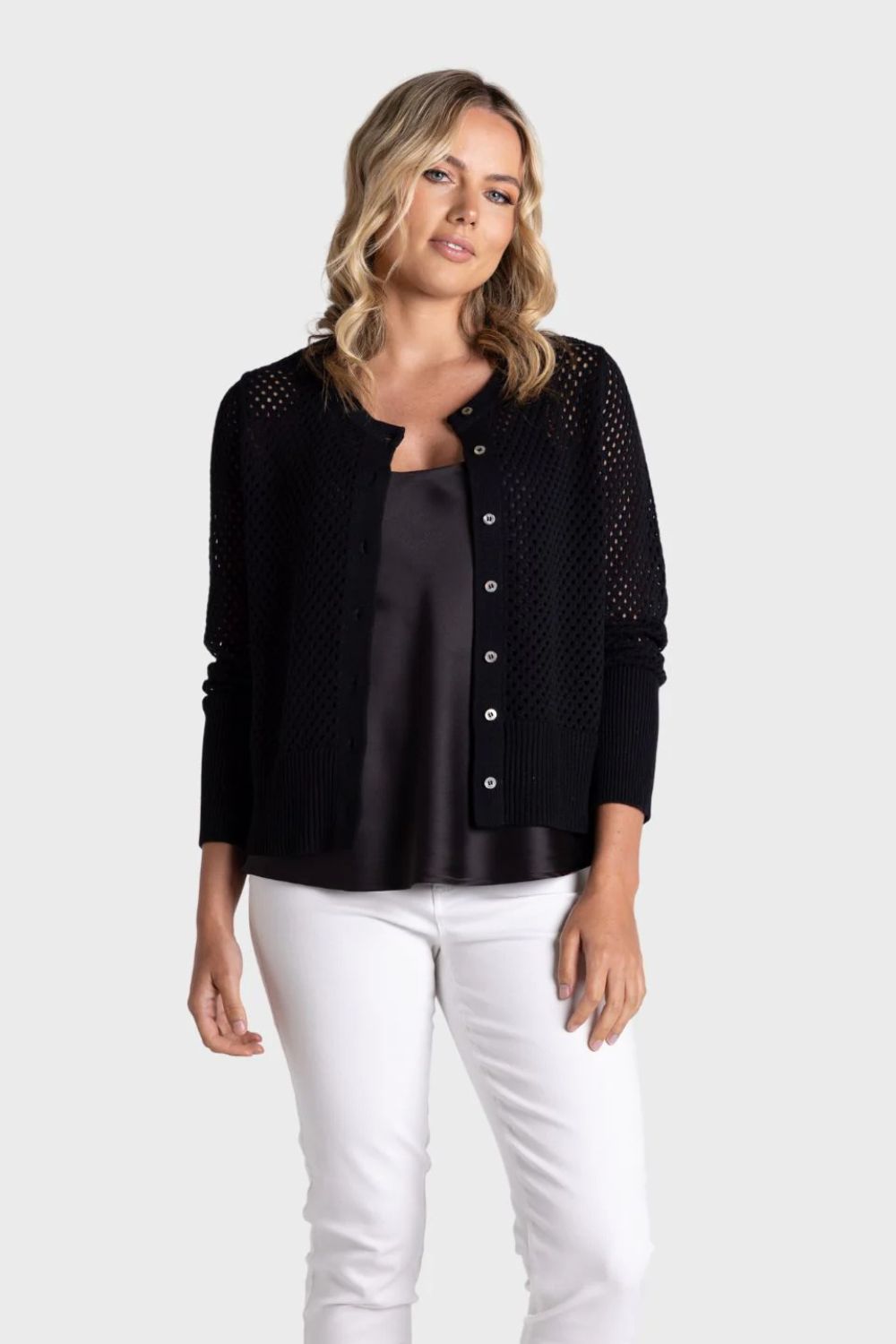 Pointelle Cardigan | Black
