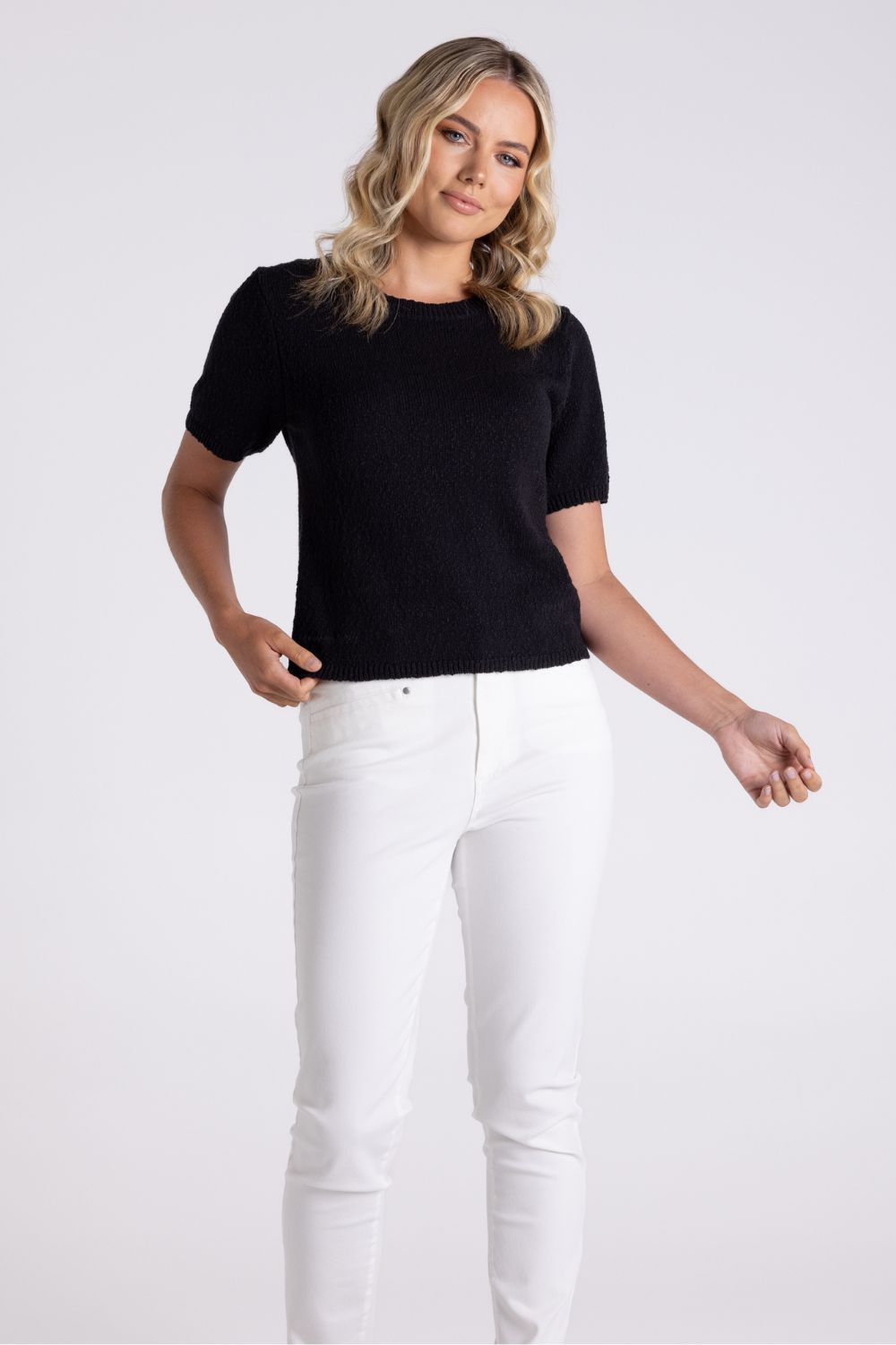 Boucle Knit Top | Black