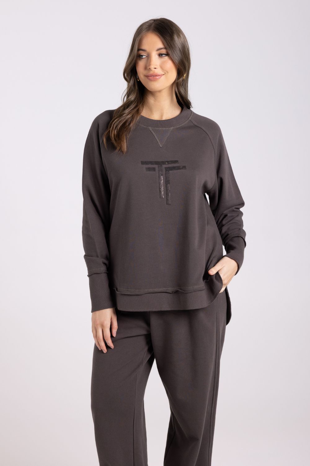 Scoop Hem Sweat | Espresso