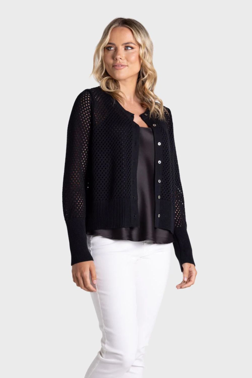 Pointelle Cardigan | Black