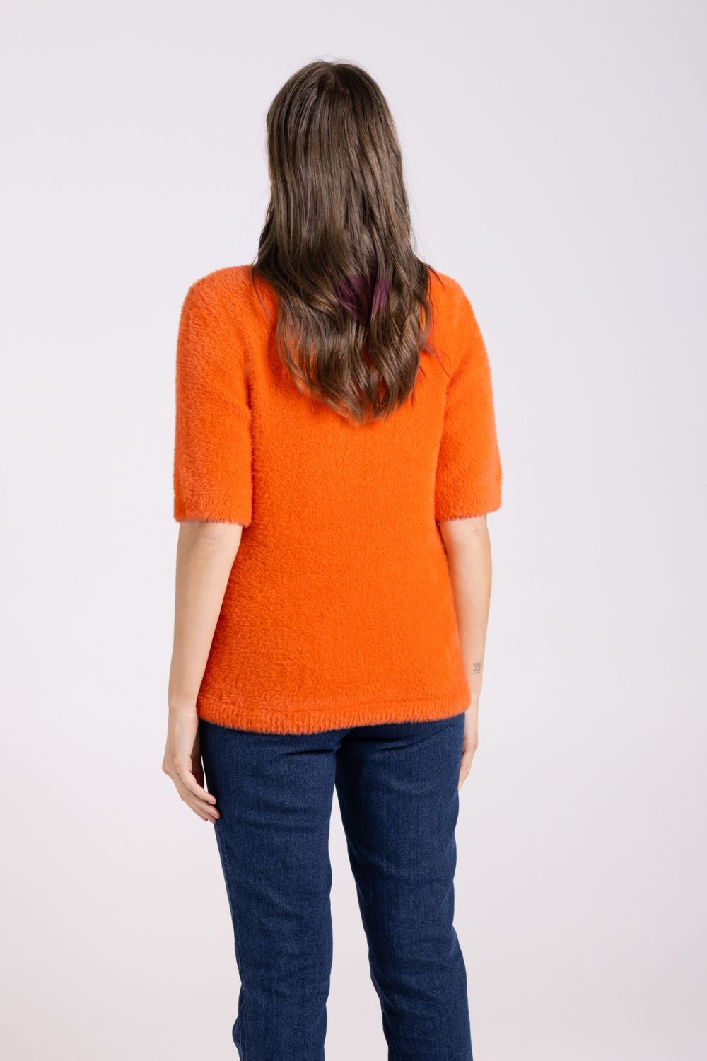 Fluffy Short Sleeve Crew | Tangerine