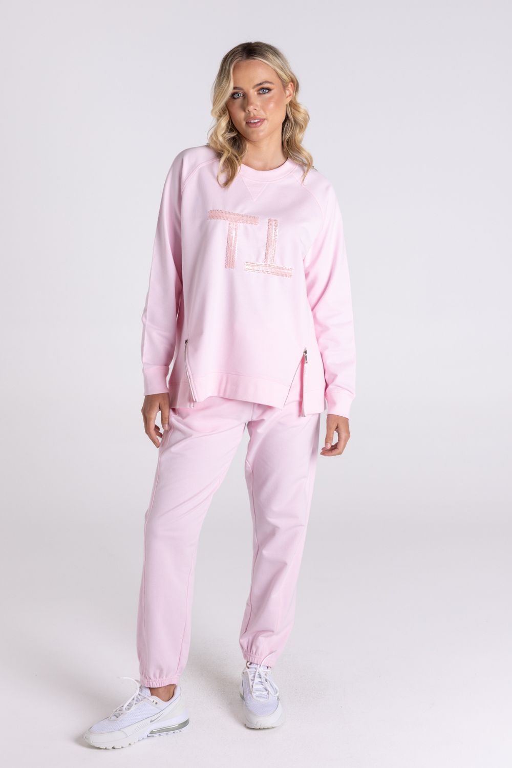 Raglan Logo Sweater with Zip | Pink