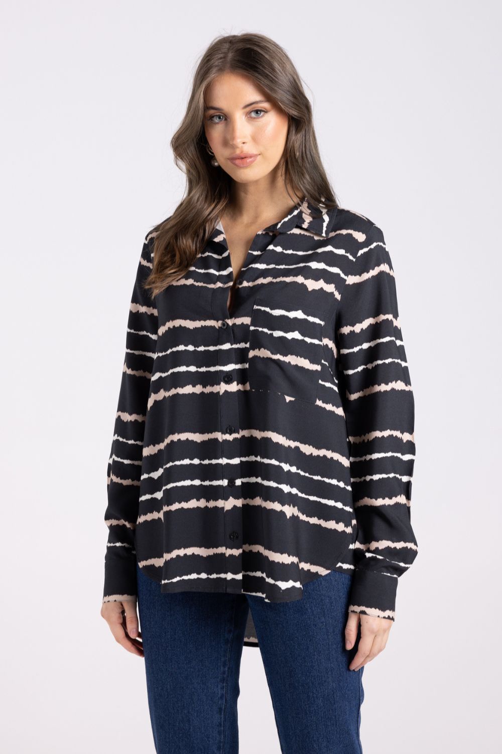 Tie Dye Shirt | Black/Almond