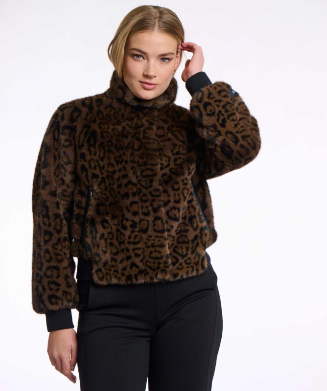Ambra Short Leopard Faux Fur Jacket