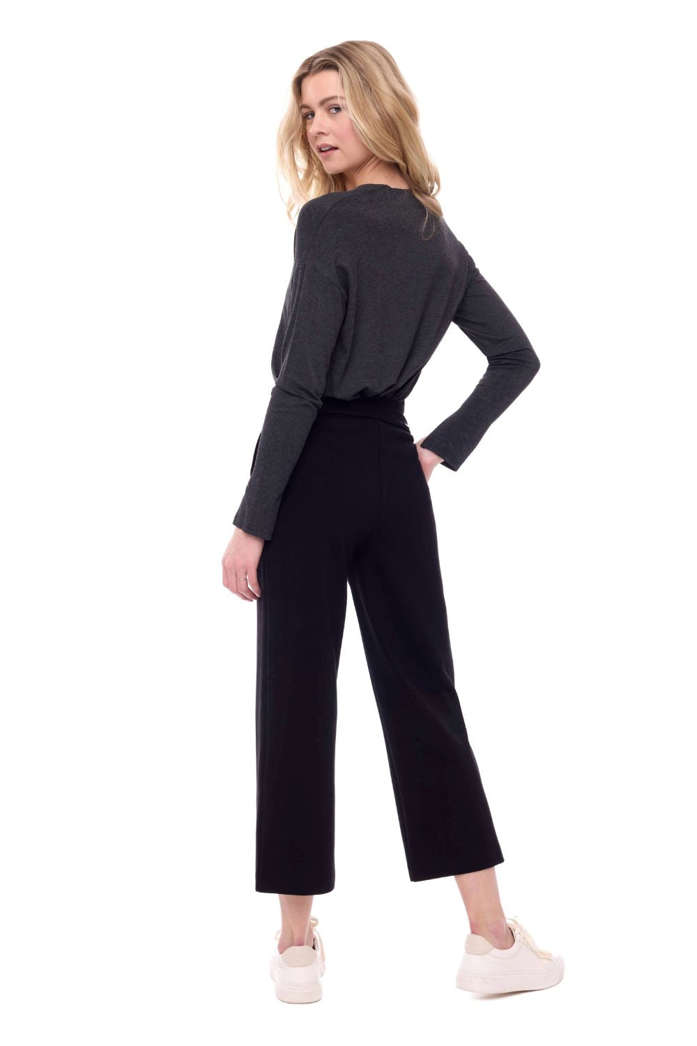 Solid Ponte Gaucho Pant | Black
