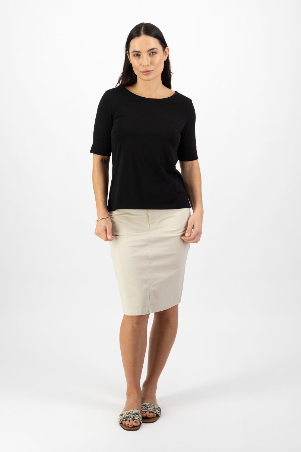 Cuffed Sleeve Top | Black