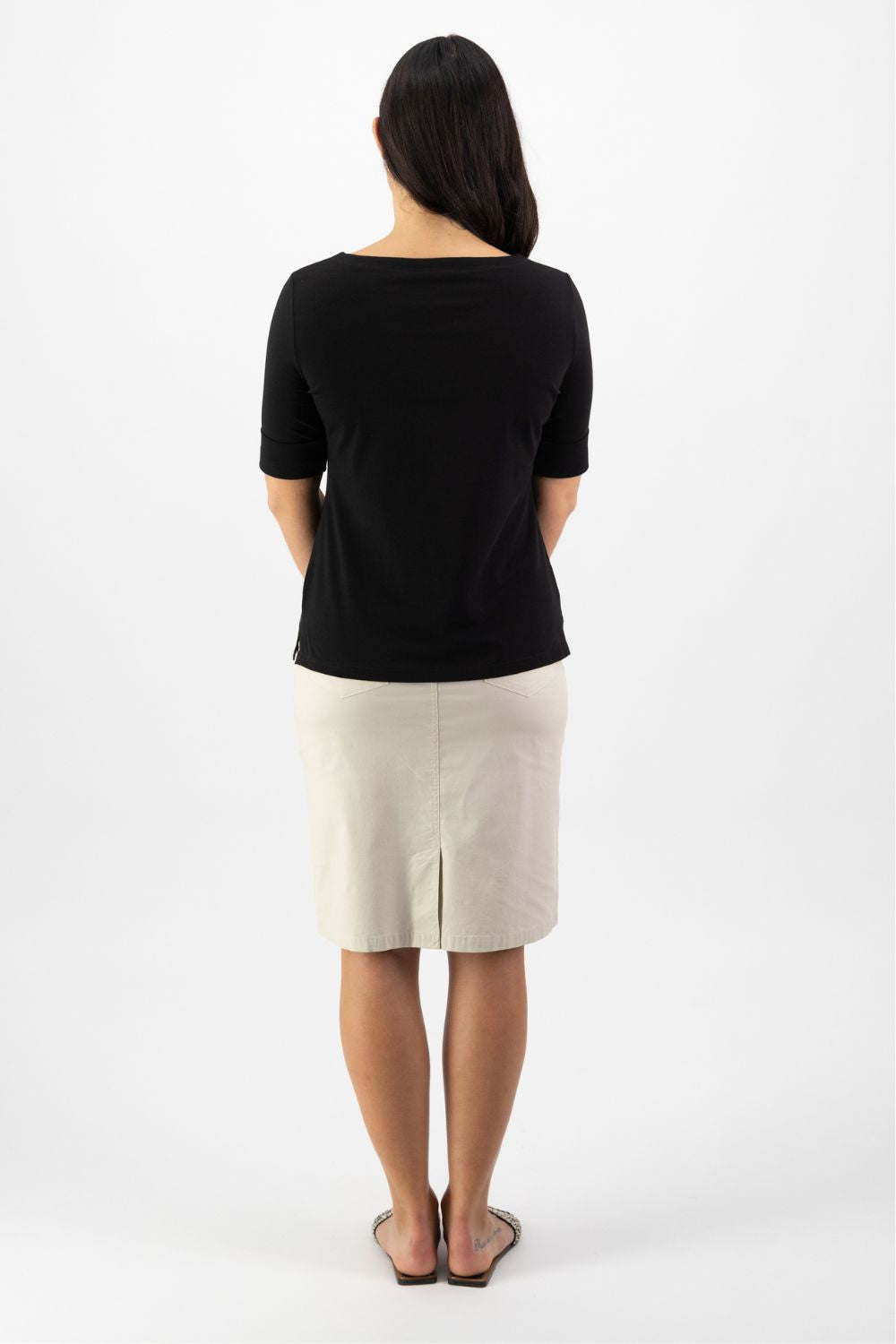 Cuffed Sleeve Top | Black