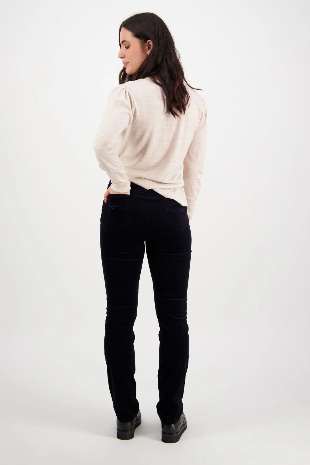 Slim Leg Cord Pull On | Midnight
