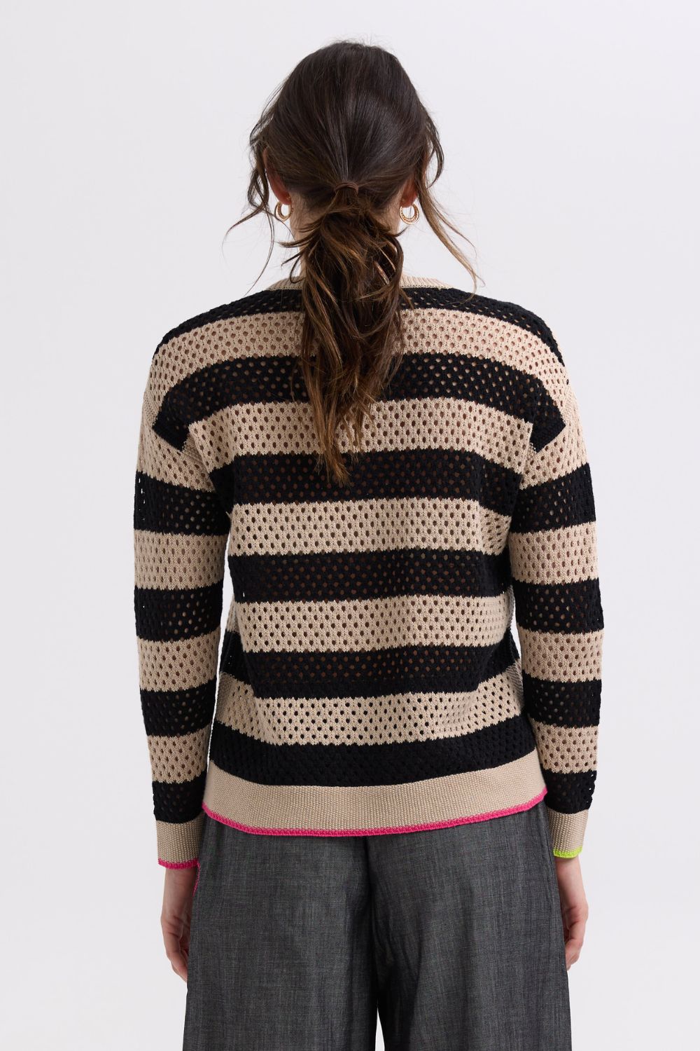 Pointelle Zip Cardi | Latte
