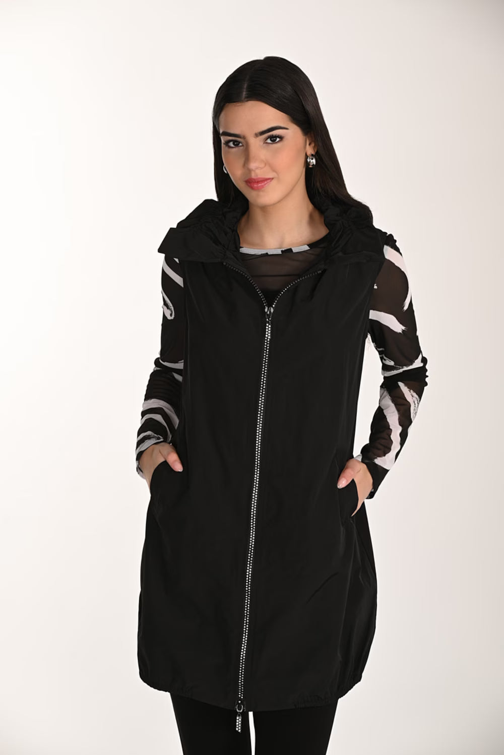 Woven Diamante trim Vest | Black