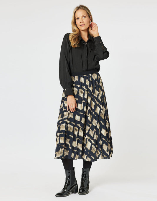Hammock & Vine Marrakesh Pleat Skirt | Navy/ Stone_ Shop 12