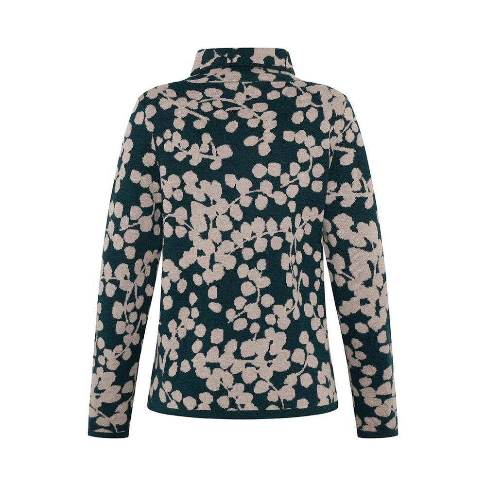 Nanna Floral Turtleneck Knit | Cold Green