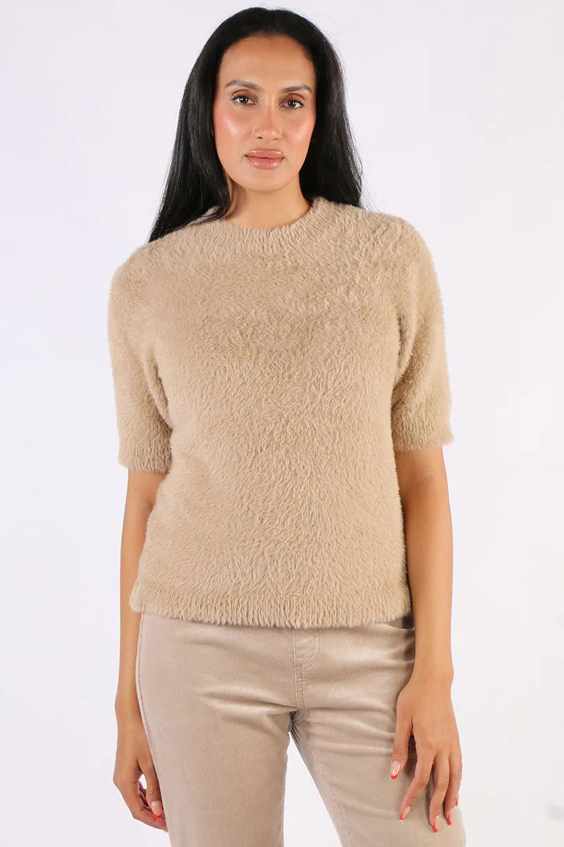 Fluffy Short Sleeve Crew | Oat