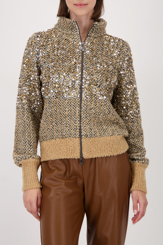Sequin Cardigan Jacket | Cognac