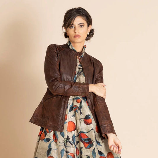 Leather Beaten Keaton Jacket | Dark Tan
