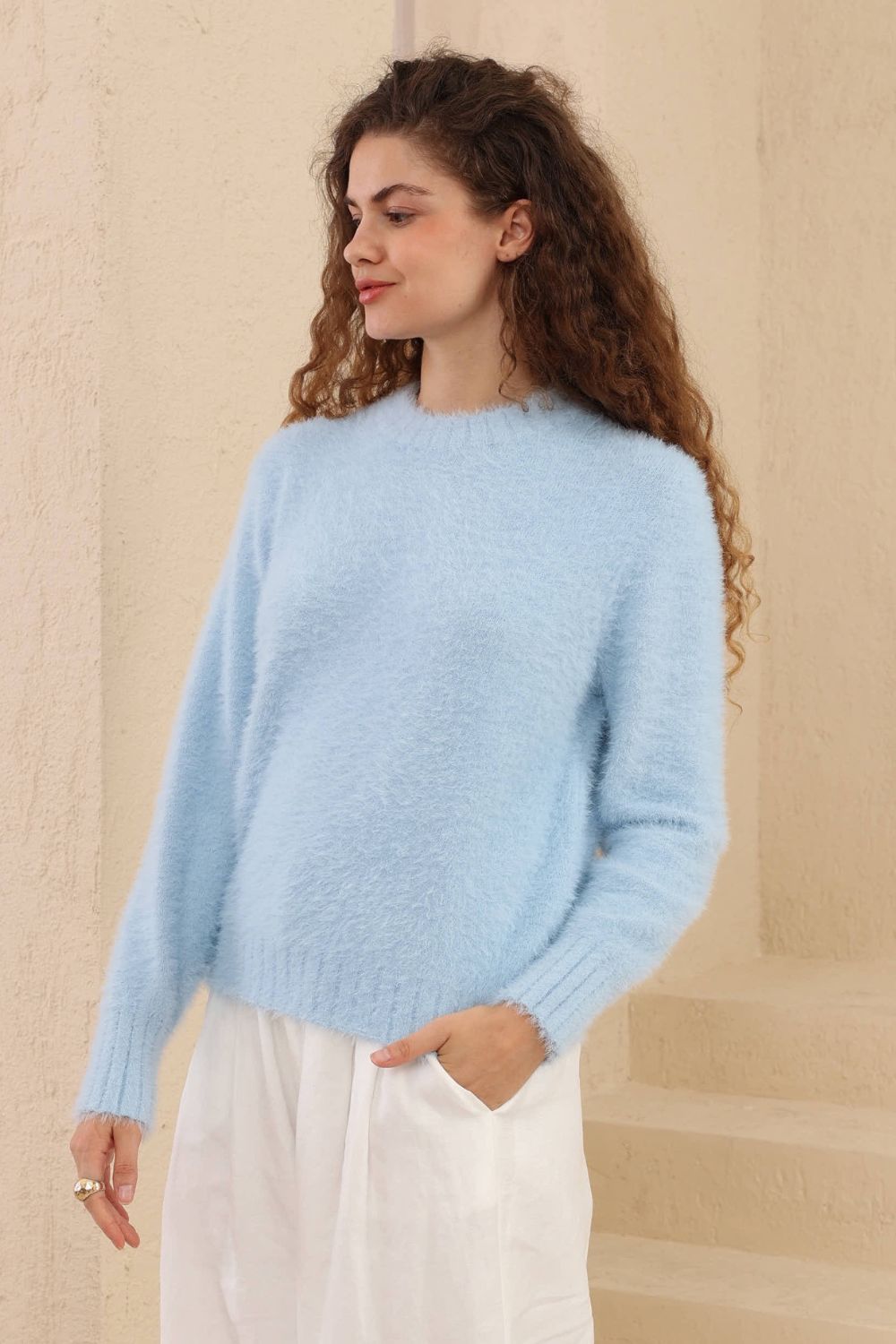 Halo Plush Knit | Soft Blue