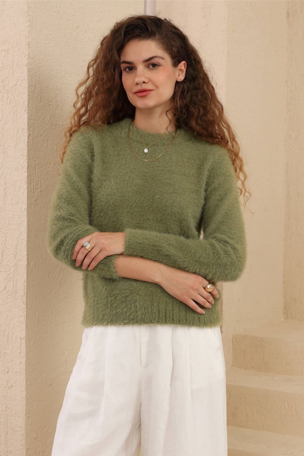 Halo Plush Knit | Soft Khaki