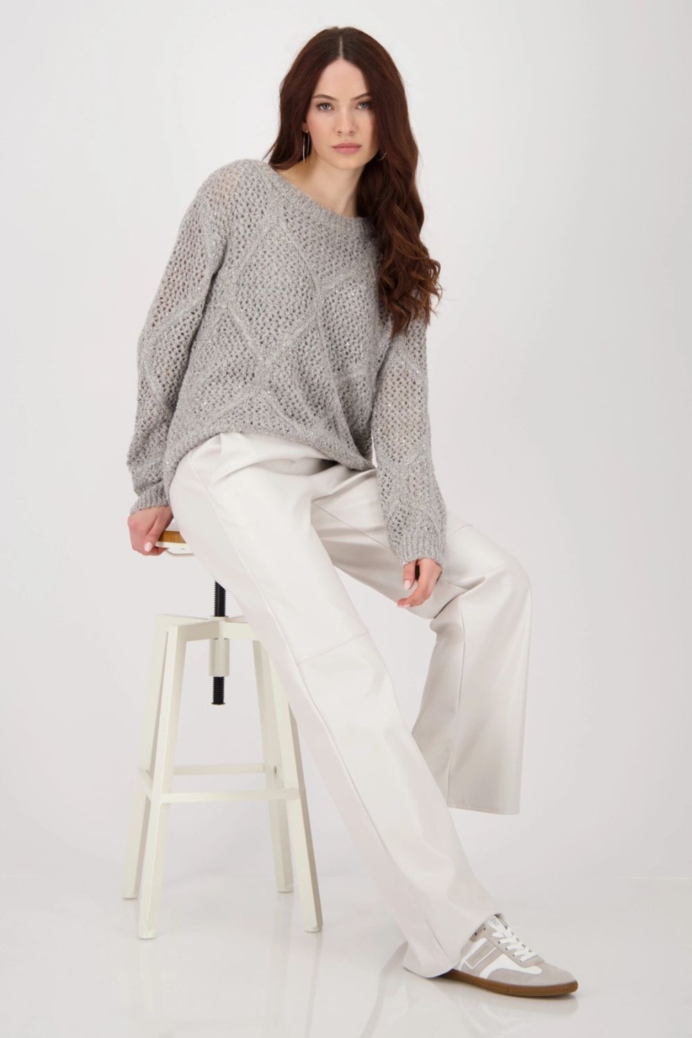 Open Weave Sequin Jumper | Grey