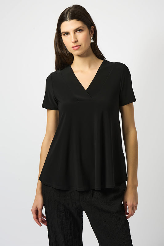 Silky Knit Flared Top | Black