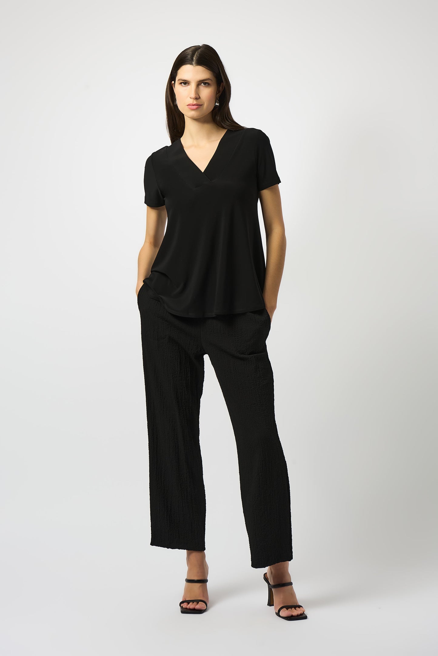 Silky Knit Flared Top | Black