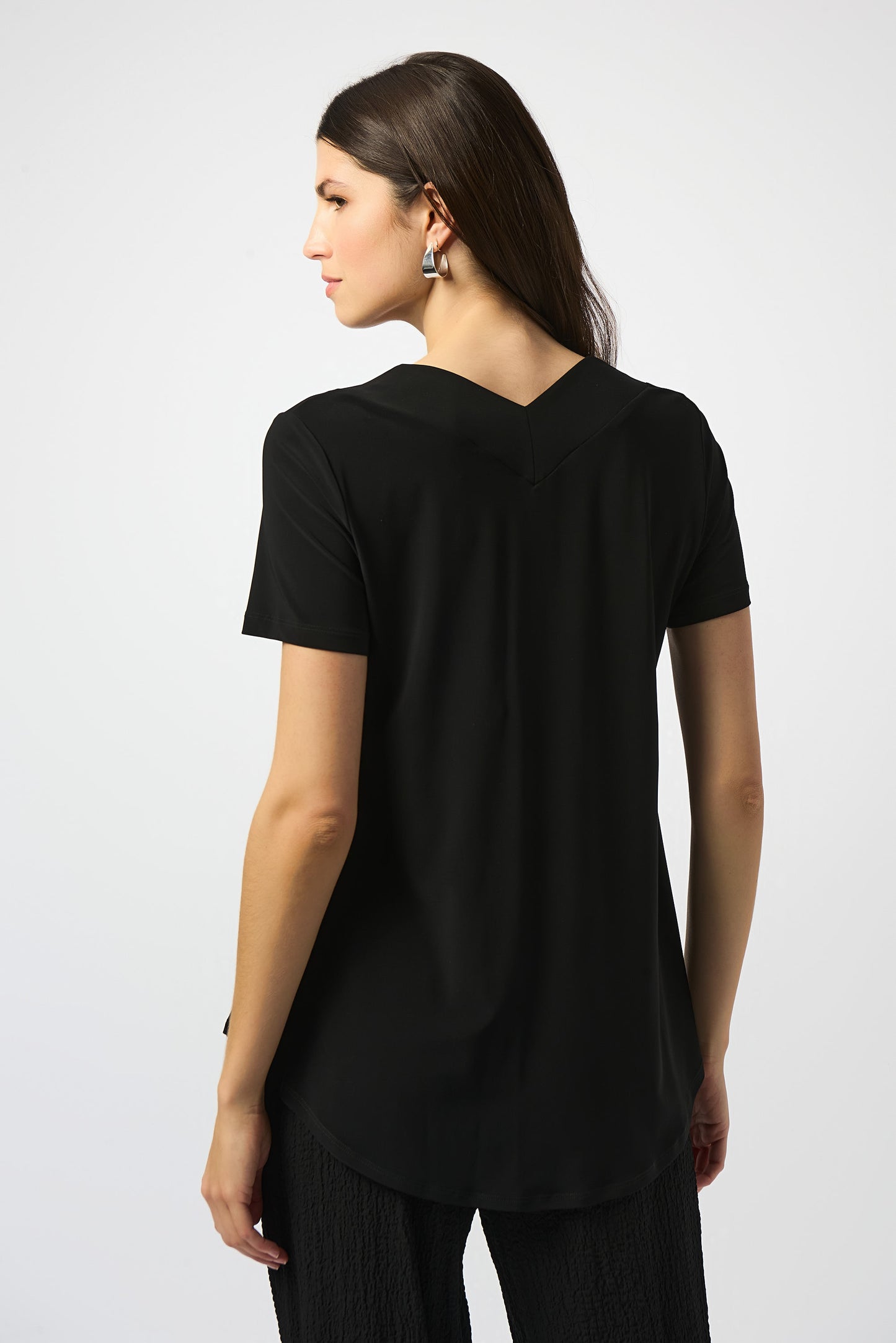 Silky Knit Flared Top | Black