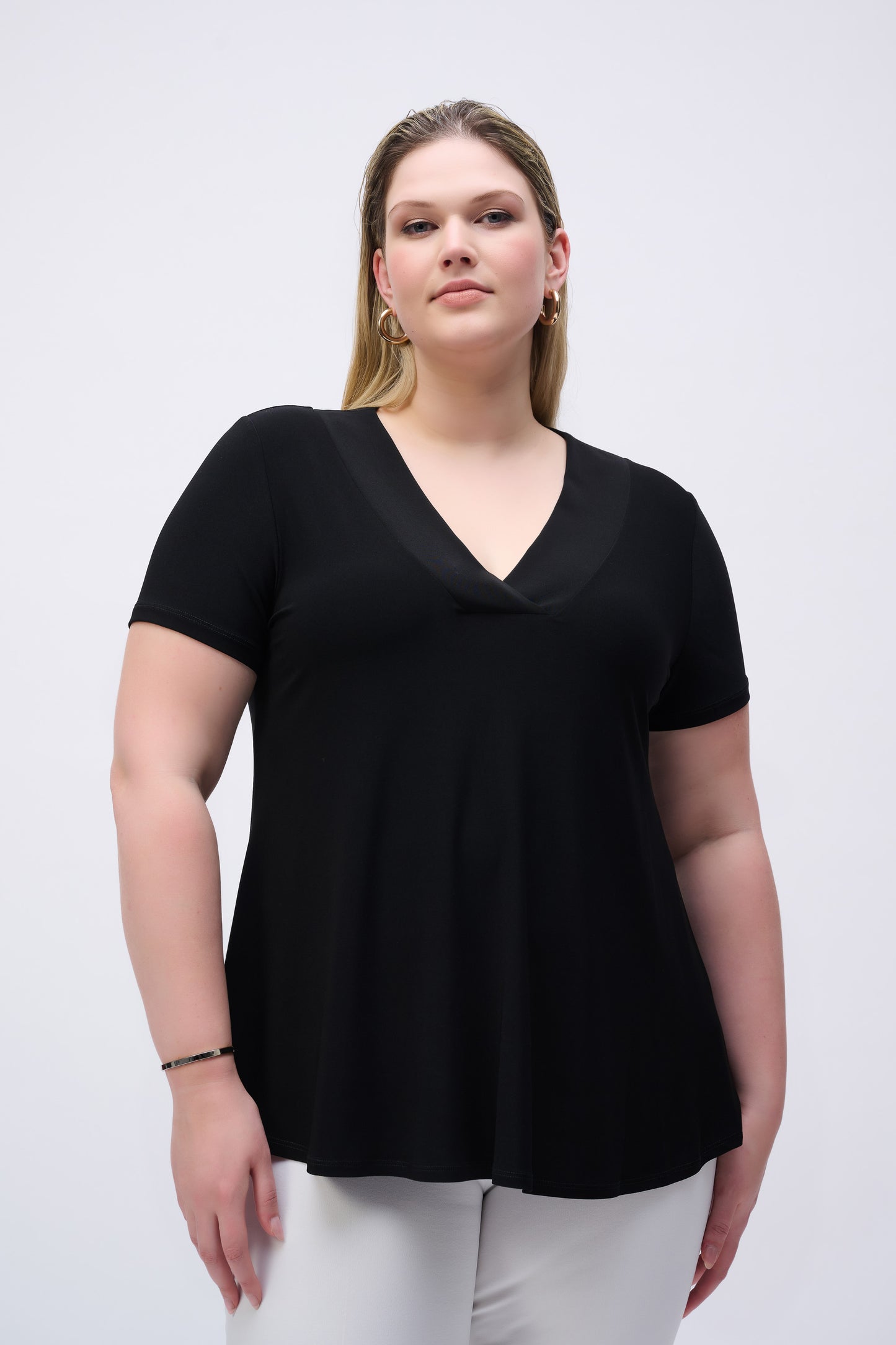 Silky Knit Flared Top | Black