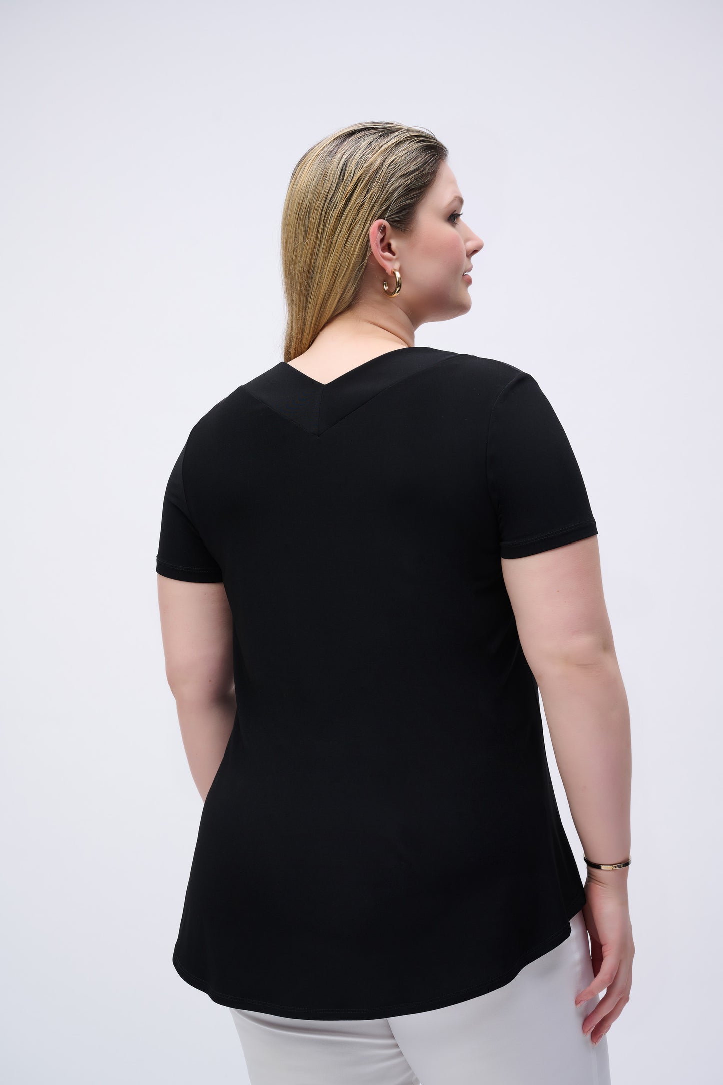 Silky Knit Flared Top | Black