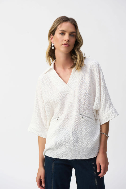 Seersucker High Low Top | White