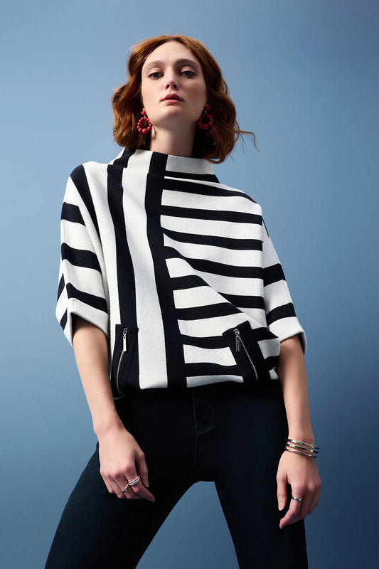 Stripe Knit Sweater |  Navy White