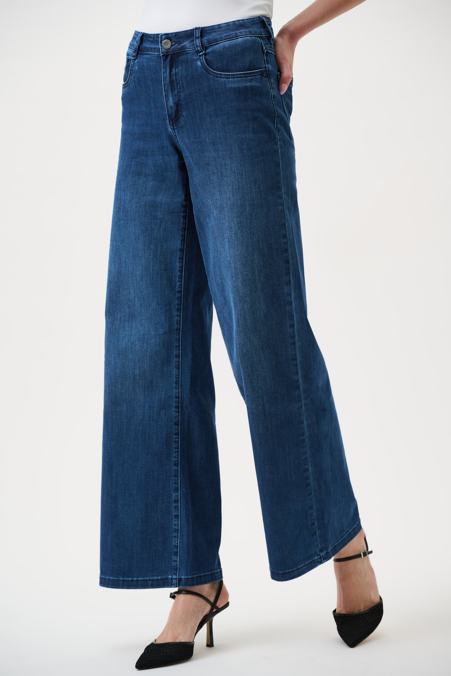 Goldie Classic Wide-Leg Stretch Jeans | Denim Blue