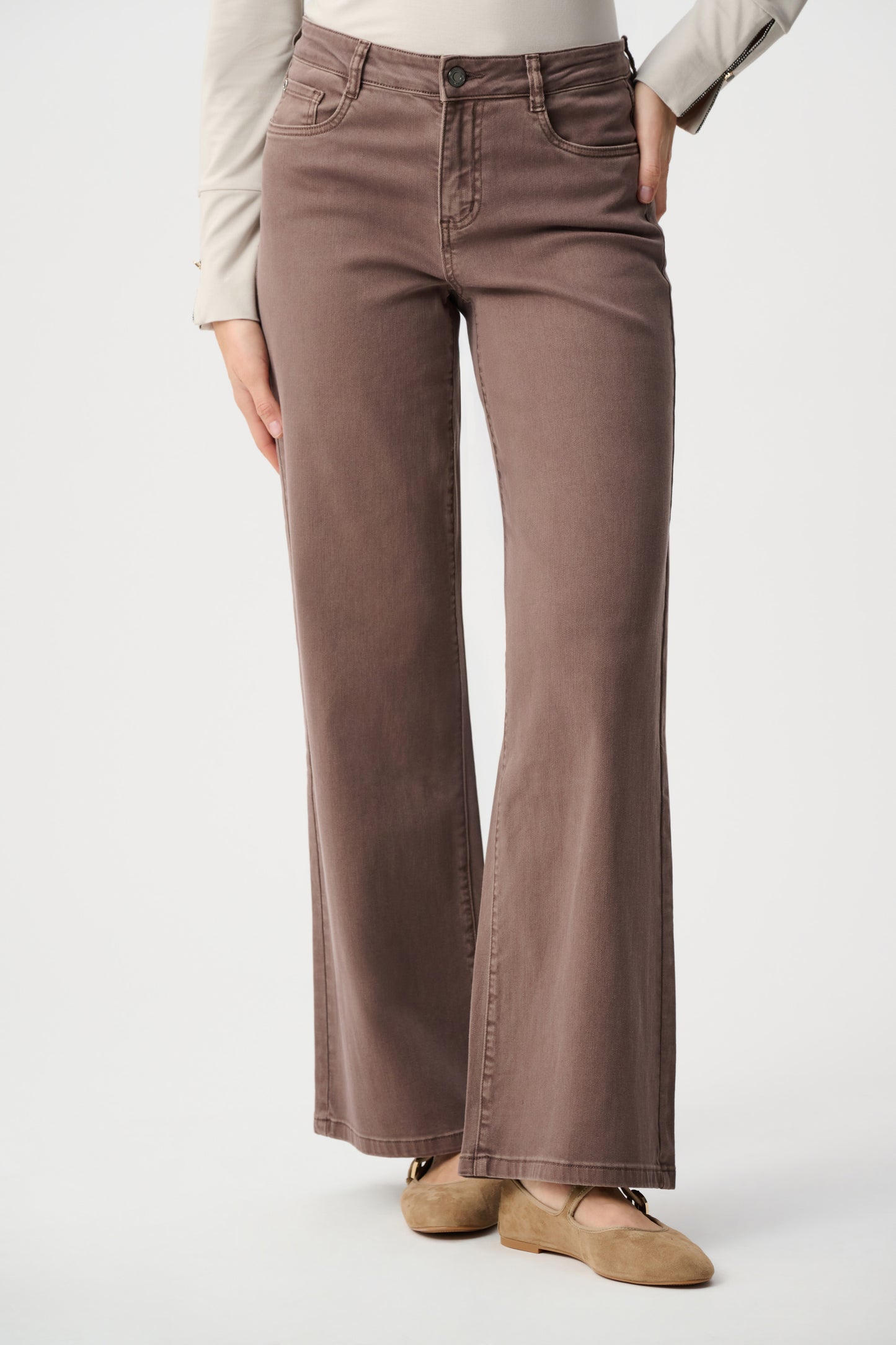 Goldie Classic Wide-Leg Stretch Jeans | Mink