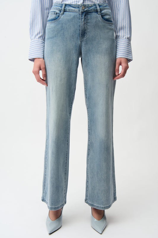Goldie Classic Wide-Leg Stretch Jeans | Light  Blue Denim