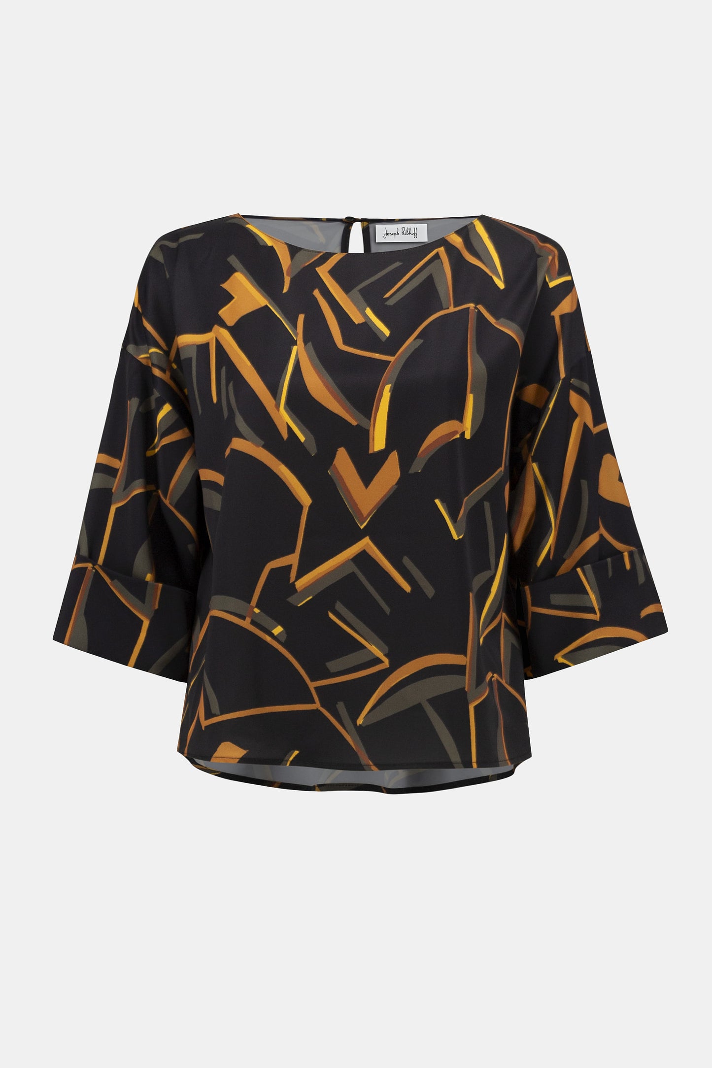 Recycled Woven Geometric Print Boxy Top | Black Multi