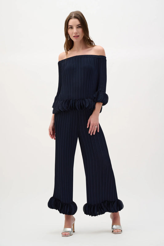 Georgette Wide Leg Pleated Pants