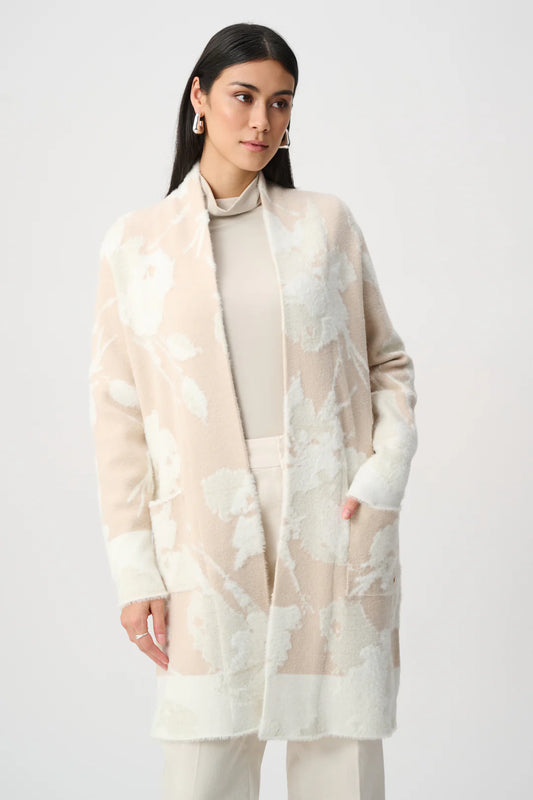 Abstract Jacquard Long Cardigan | Champagne/Black (Copy)