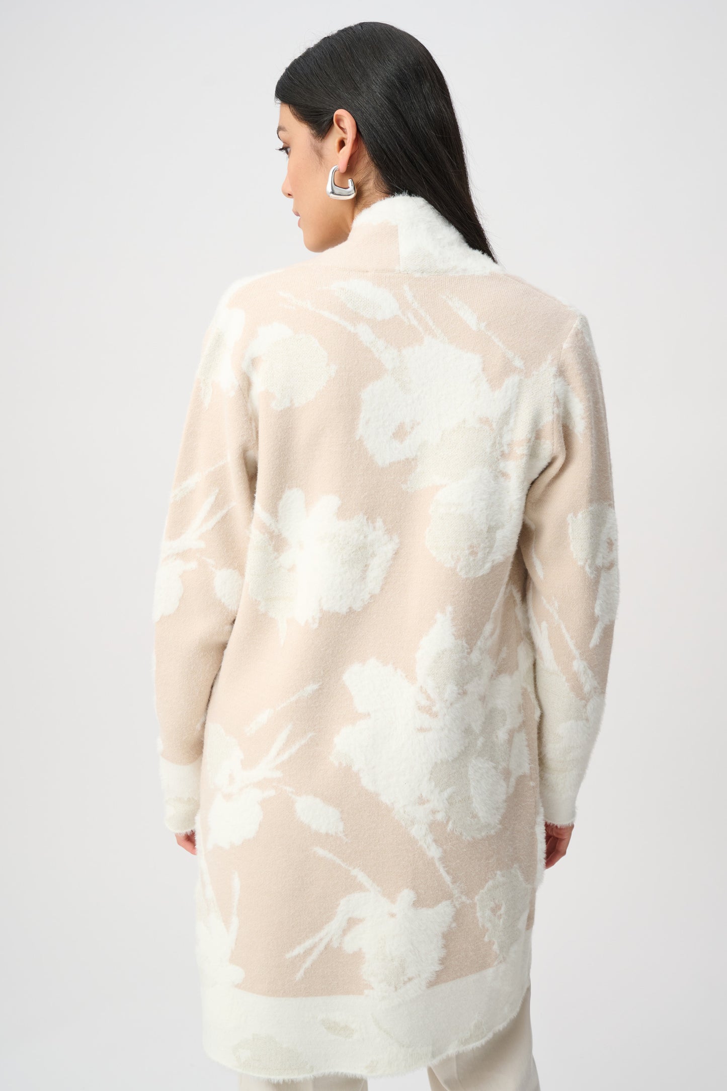 Abstract Jacquard Long Cardigan | Champagne