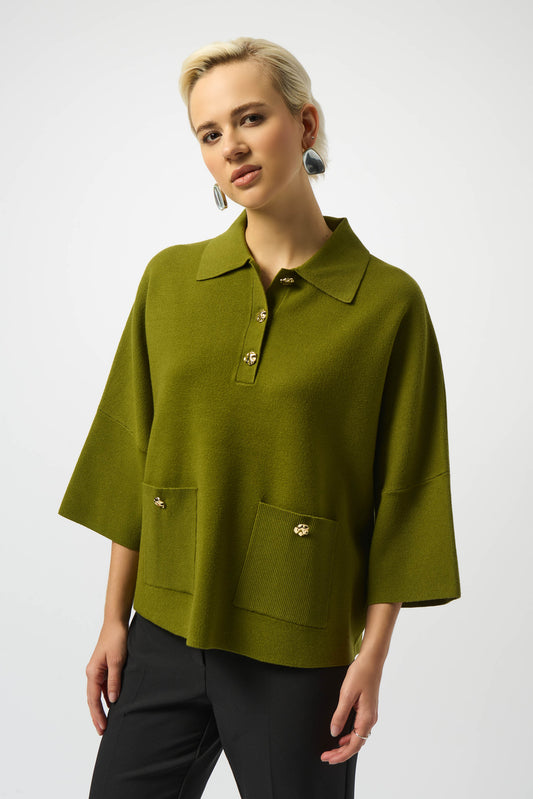 Relaxed Knit Top with Collar | Artichoke