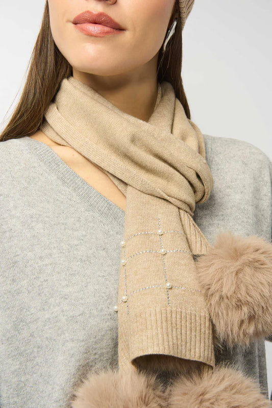 Embellished Scarf | Beige