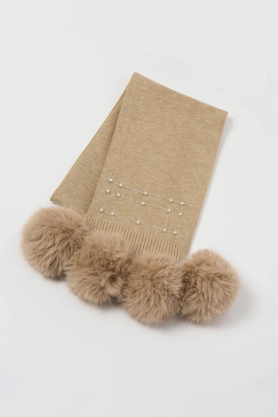 Embellished Scarf | Beige