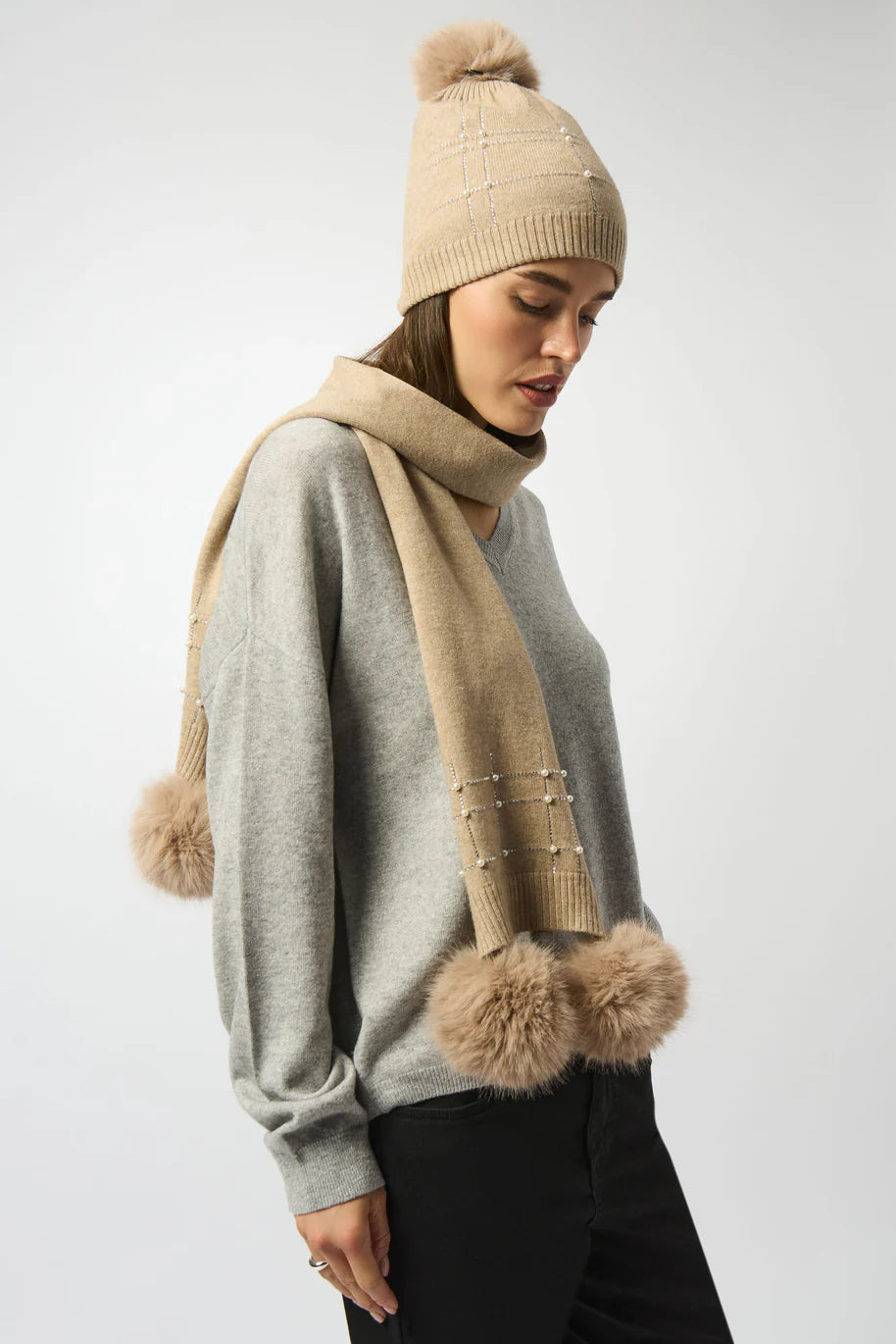 Embellished Scarf | Beige