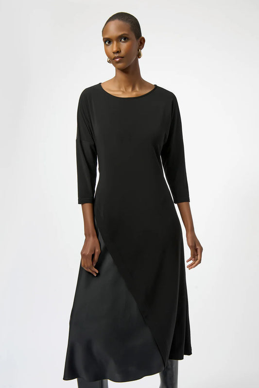 Jersey & Memory detailed Dress | Black